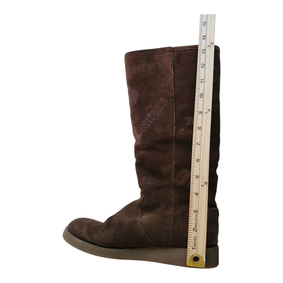 Juicy Couture Brown Suede Logo Embossed Tall Boots 7.5 - Picture 11 of 11